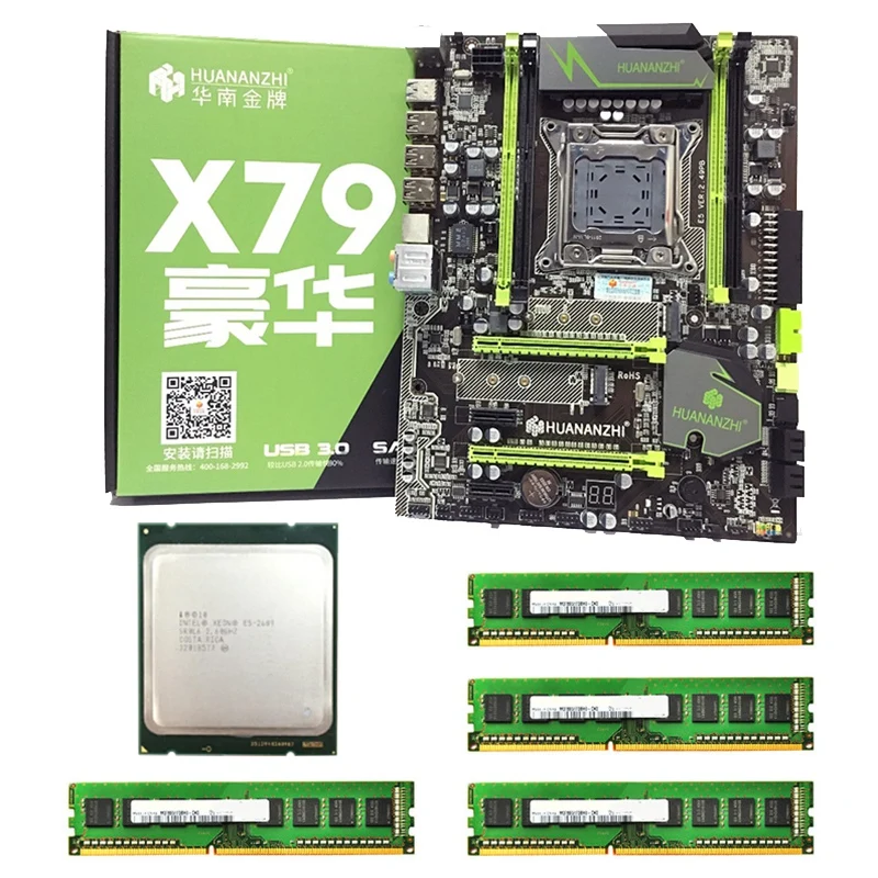 HOT-HUANANZHI X79 материнская плата LGA2011 ATX Combos E5 2689 cpu 4 шт. X 8 ГБ = 32 ГБ DDR3 ram 1600 МГц PC3 12800R PCI-E NVME M.2 SSD