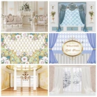 Фон для свадебной фотосъемки Laeacco с изображением белой шикарной стены, лампа с цветами изголовья, занавески для душа