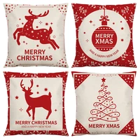 2021 christmas flax pillow case elk xmas tree pillowcase cushion cases pillow cover new year gift cushion covers home decor