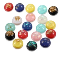 20pcslot 12mm gold leaf clastic resin cabochons mixed colors round cabochon for diy jewelry making finding supplies accessories