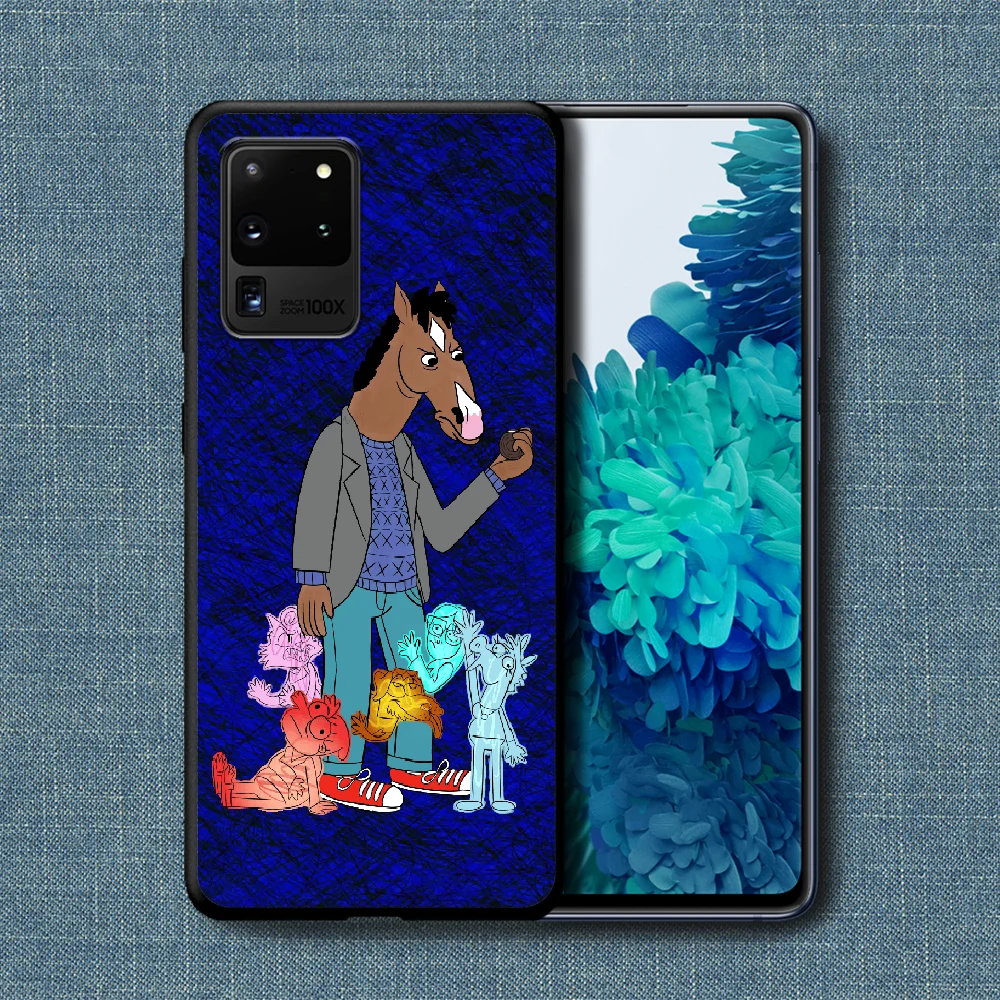 

Cartoon Horse BoJack Mans Phone Case For Samsung Galaxy Note S 8 9 10 20 Plus E Lite Uitra black Hoesjes Painting Etui 3D Cover