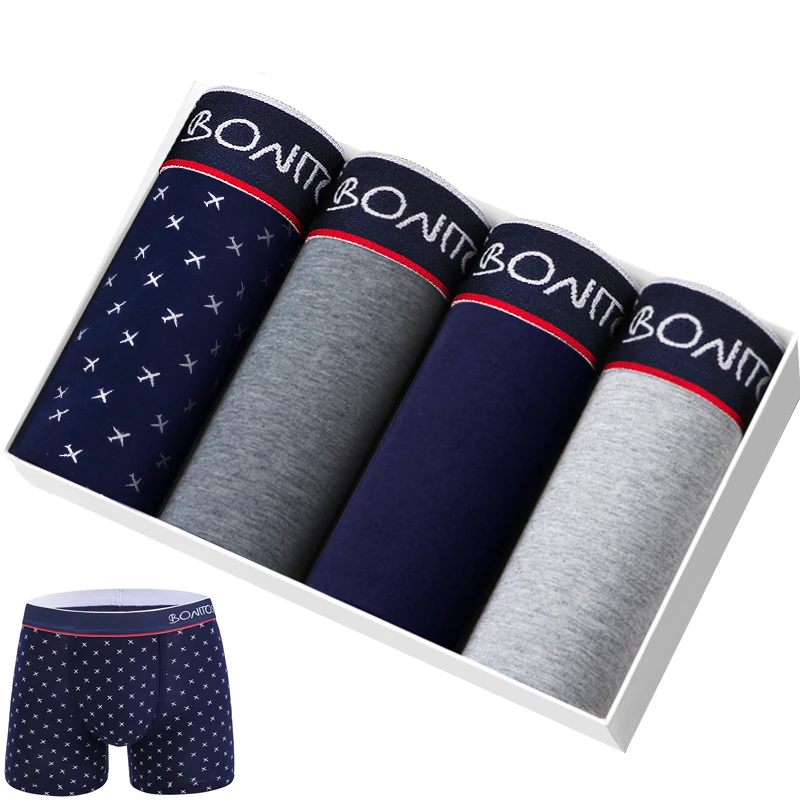 

4pcs Print Men's Panties Set Boxers For Man Undrewear Family Cotton Mens Underpants Brands Underwear Boxer Male Boxershorts Sexy