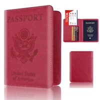 100pcs travel wallet passport holder for id credit card rfid blocking organizer case multi functional pu wallet cover bag