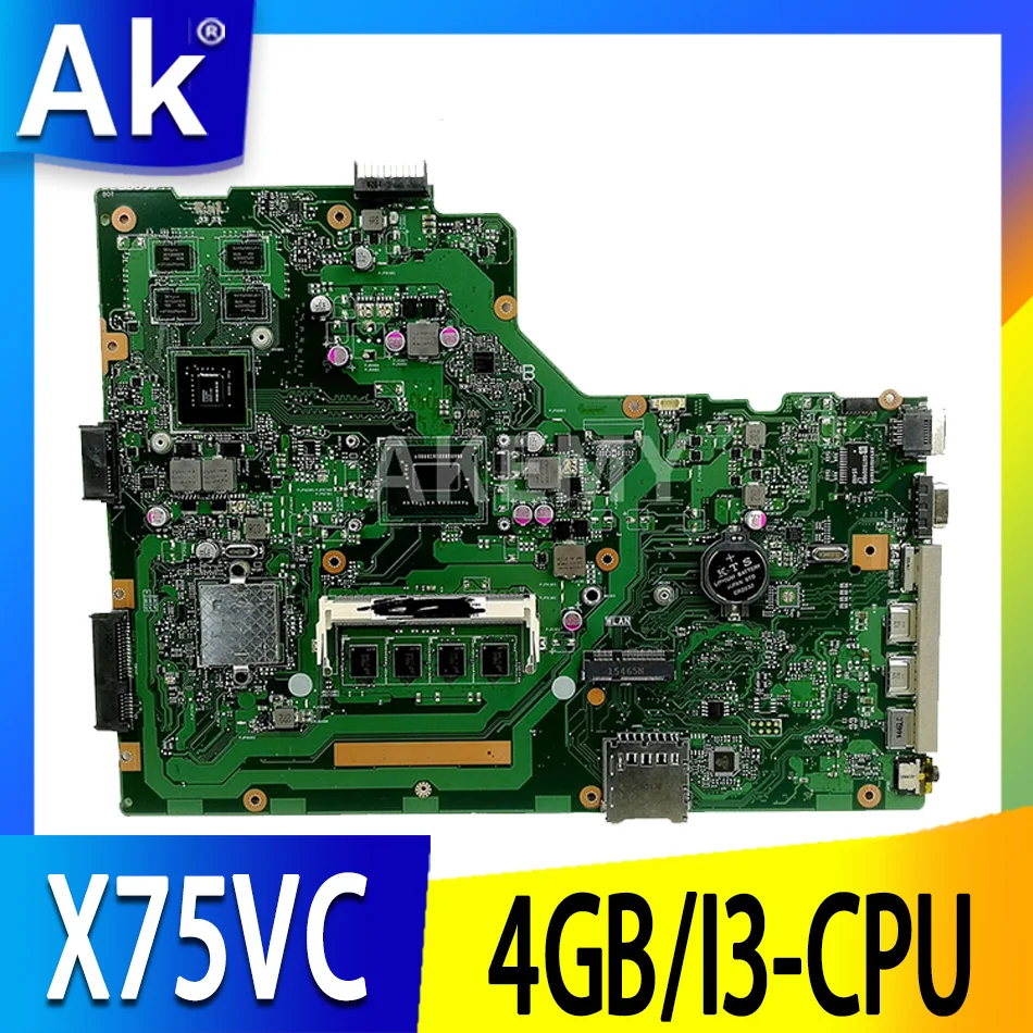 Материнская плата для ноутбука Akemy X75VC ASUS X75VB X75VD X75VCP X75VD1 X75V материнская GT720M 4GB RAM I3
