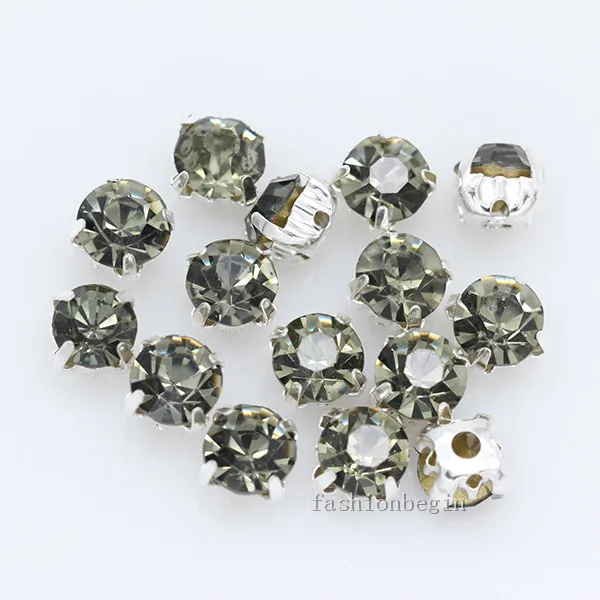 black diamond 100p 4 мм Цветные пришитые Хрустальные стеклянные стразы бриллиантовые драгоценности серебряная чашка коготь Монти 4-отверстия камень для пришивания пуговиц Ремесло одежды - Цвет: black diamond