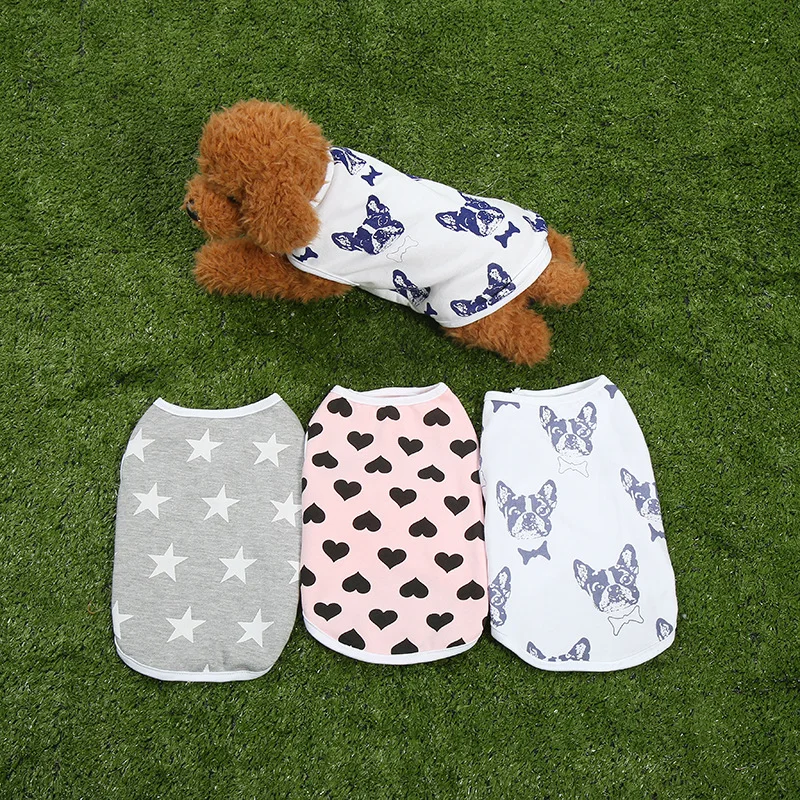 

S-XL Fashion Printing Sleeveless for Small Dogs Heart Start Pattern Comfortable Puppy Dog Vests Lovely High Quality Pets Clothes