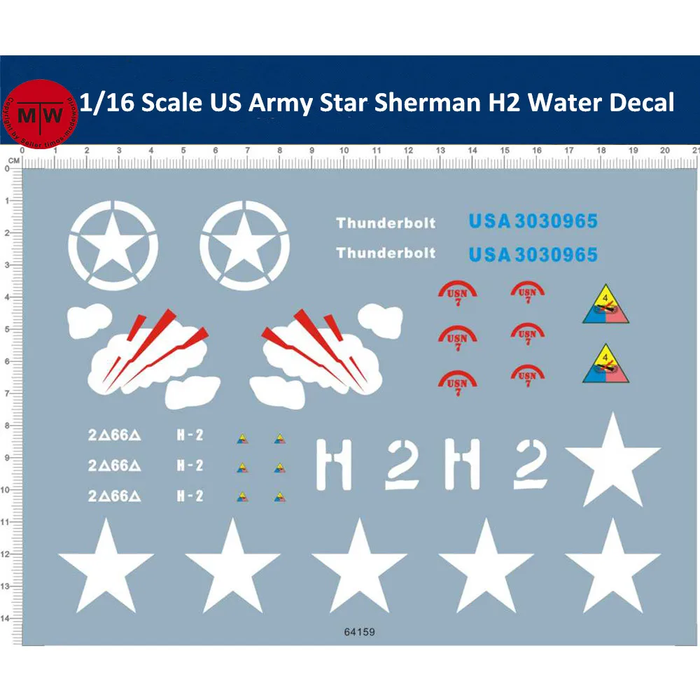 1/16 skala UNS Armee Stern Sherman H2 Wasser Aufkleber für Tank Modell 64159