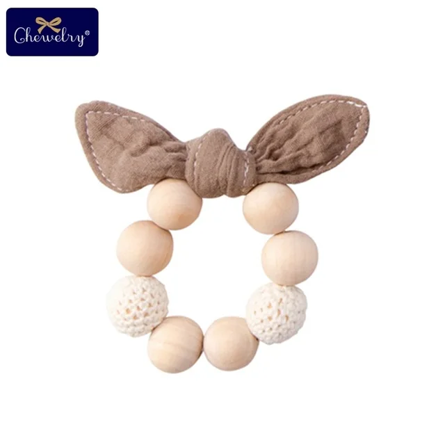 Brown Bracelet 1 шт., деревянный зубопрорезыватель, хлопковая соска, зажимы, цепочка, плетеная нить, кожа, гравировка, лиса, соска, клипса, пустышка для детей, товары для кормления - Цвет: Brown Bracelet