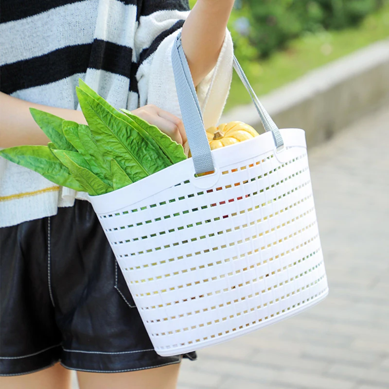

Multifunctional Shopping Bag Bath Portable Small Bath Basket Household Plastic Snack Storage Box Shopping Fruit Vegetable Basket