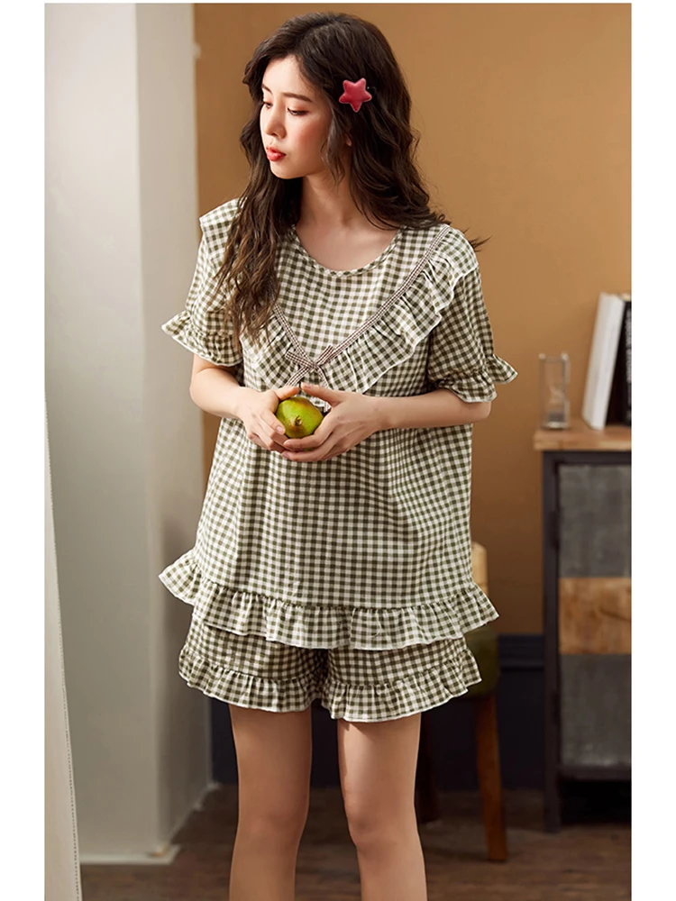 Пижама женская хлопковая свободного покроя большого размера | Женская одежда