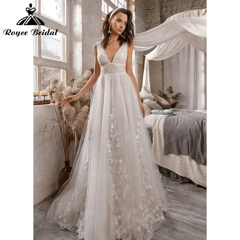 

Платье Свадебное ТРАПЕЦИЕВИДНОЕ с глубоким V-образным вырезом, без рукавов