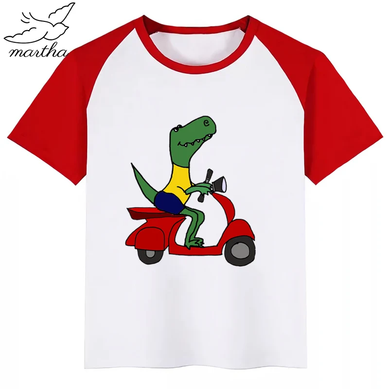 Новое поступление футболка для девочек с забавным принтом динозавра из