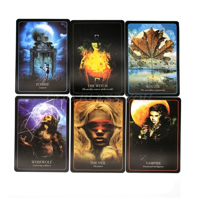 

The Halloween Oracle Lifting the Veil between the Worlds Every Night 36 Tarot Cards Deck Family Party Board Game Drop Shipping