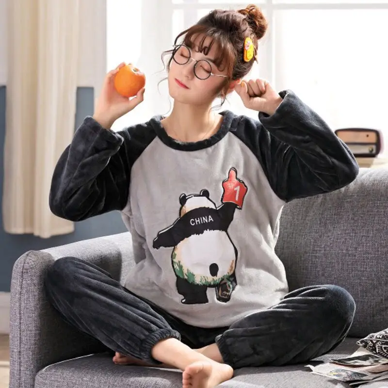 Размера плюс XS-4XL 6XL штаны фланелевые пижамы наборы для ухода за кожей зимние