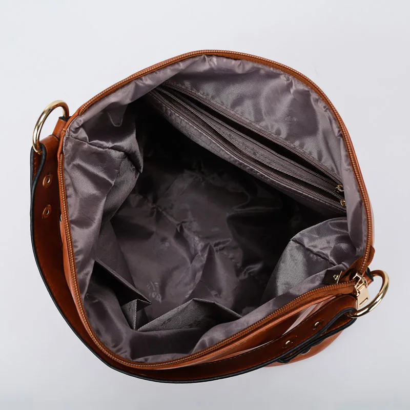 Коричневая Женская сумка из искусственной кожи 2019 большая женская с карманом для