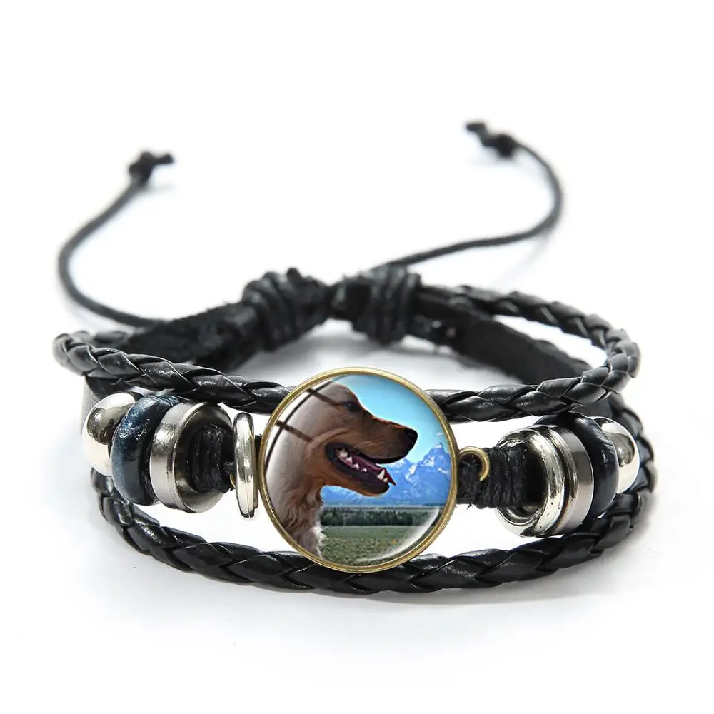 Азиатских весело мопса кожаный браслет в виде милой собачки для домашних