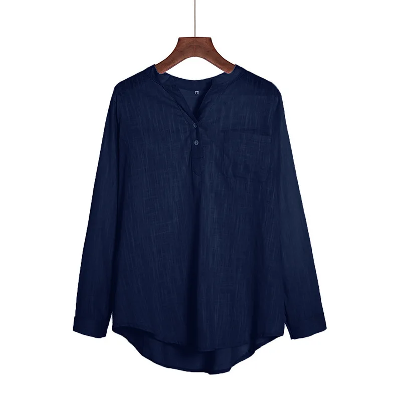 Один раз размера плюс Женские топы и блузки длинная хлопковая Удобная рубашка