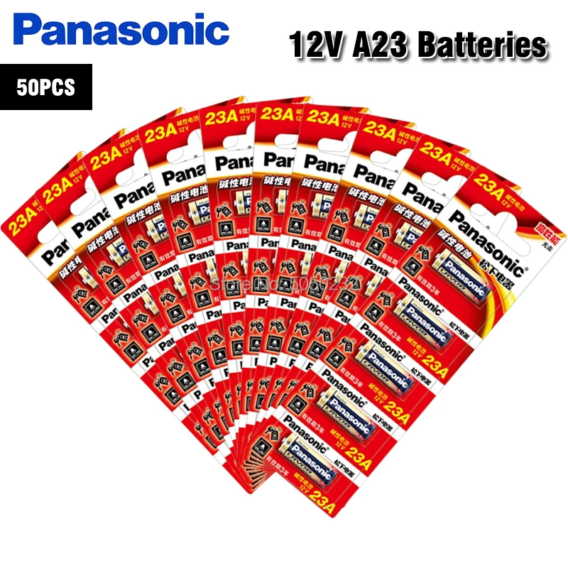 Panasonic-Batería alcalina seca para timbre, alarma de coche, Walkman, mando a distancia, 12V, 23A, 23AE, 21/23, A23, 23GA, MN21, Original, 50 Uds.