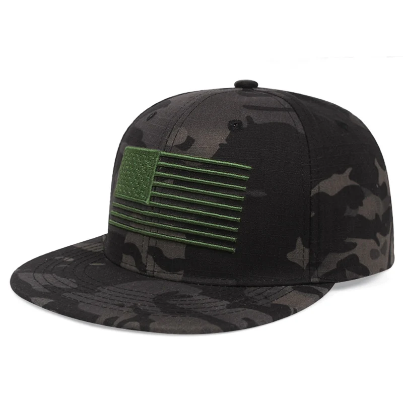 

New Arrival Men Women Baseball Cap USA Flag Camouflage Embroidery Flat Hat Tactical Jungle Hip Hop Sports Snapback Gorras EP0275