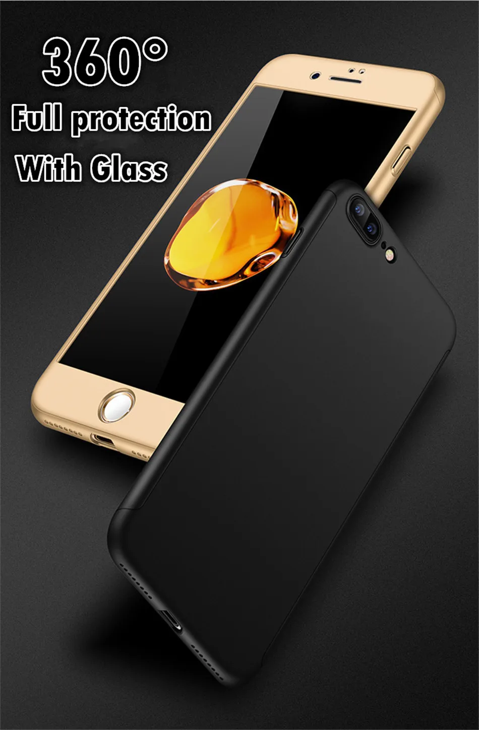 360 Полный чехол для телефона iPhone X 8 6 6s 7 Plus 5 5S PC защитный XS MAX XR со стеклом|Бамперы| |