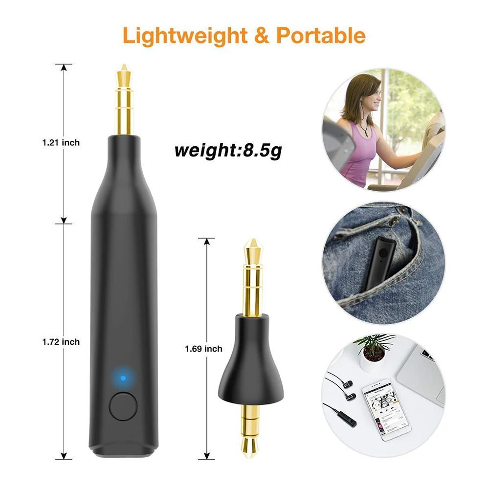 Мини беспроводной музыкальный аудио приемник Bluetooth 5 0 адаптер 3 мм AUX Jack стерео