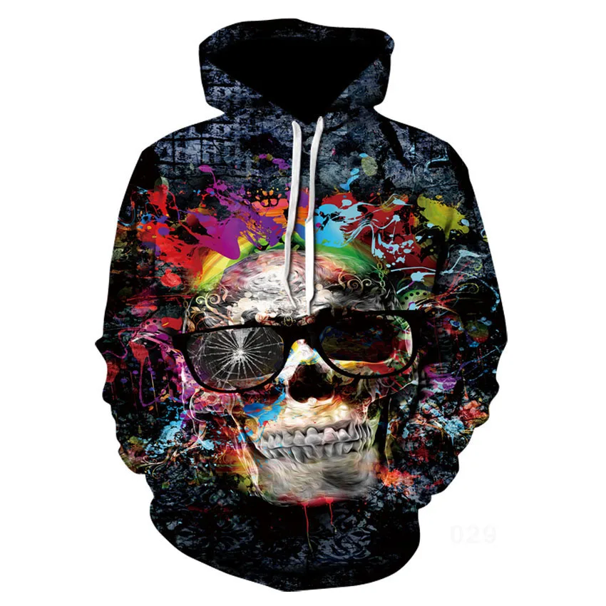

Толстовка для мужчин и женщин, удобная и модная Свободная кофта с 3D-принтом черепа, для Хэллоуина, большие размеры, весна-осень
