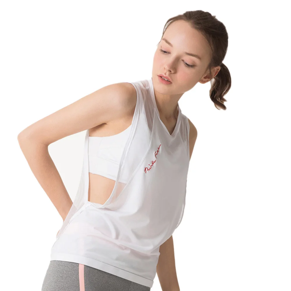 Женская майка для йоги сексуальные сетчатые рубашки без рукавов бега