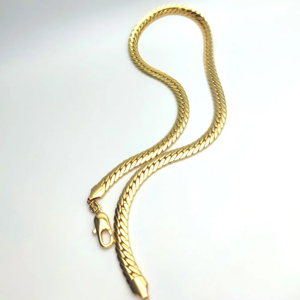 

Snake Scales snakeskin Chain Solid CUBAN Link Necklace Stunning 24K Fine 18ct THAI BAHT G/F Gold AUTHENTIC 10MM Mens 24" 60CM