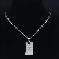 2022 stainless steel christian bible cross necklace chain for women silver color small necklaces jewelry bijou femme n4296s02