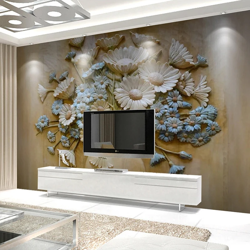 3D тисненые вазы любого размера на заказ цветочные художественные обои настенная