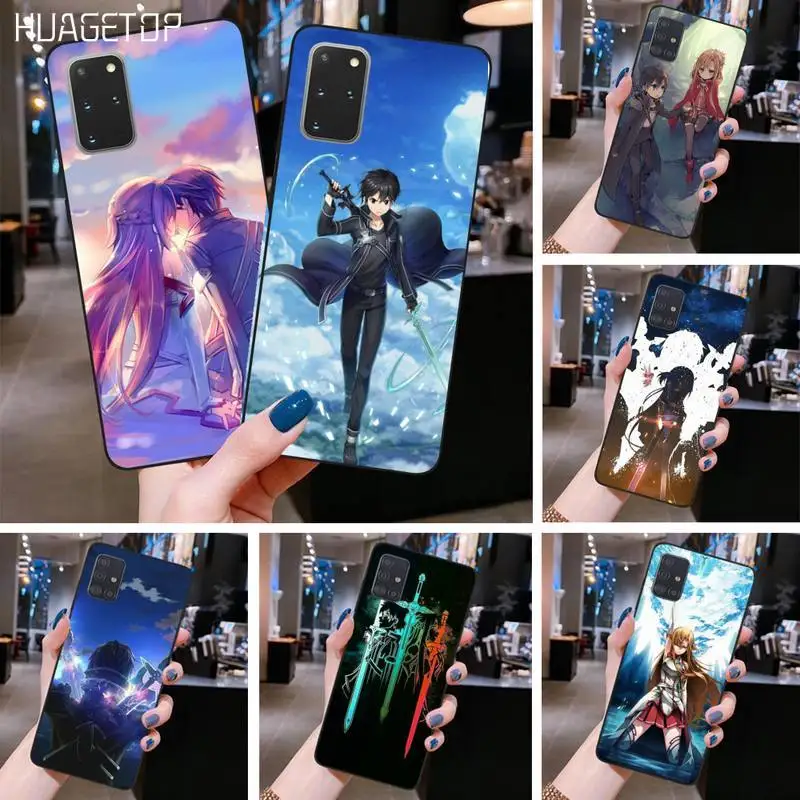 

HUAGETOP Hot Sword Art Online SAO Anime Manga black Phone Case for Samsung S20 plus Ultra S6 S7 edge S8 S9 plus S10 5G lite 2020