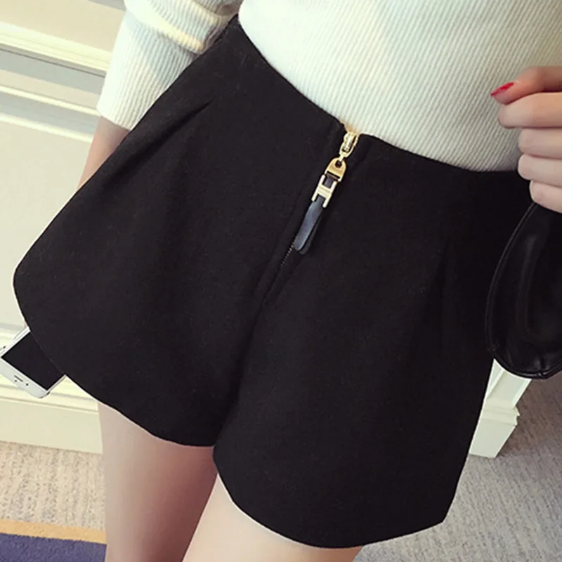 Зимние шерстяные шорты для женщин с высокой талией женские свободные толстые