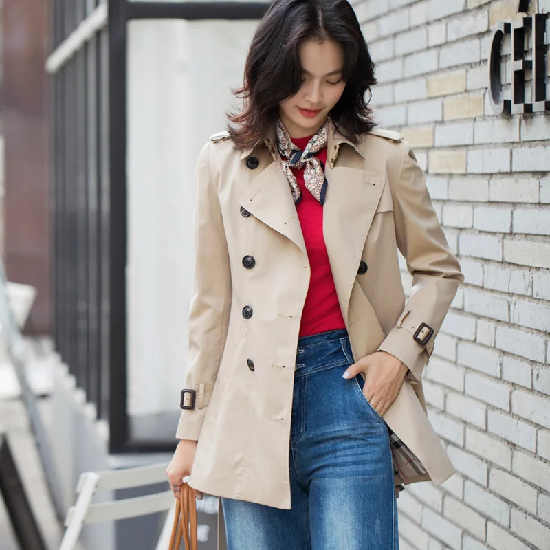 

Women's Spring Festival Double-breasted Belt British Slim Trench Coat Long Sleeve Windbreaker