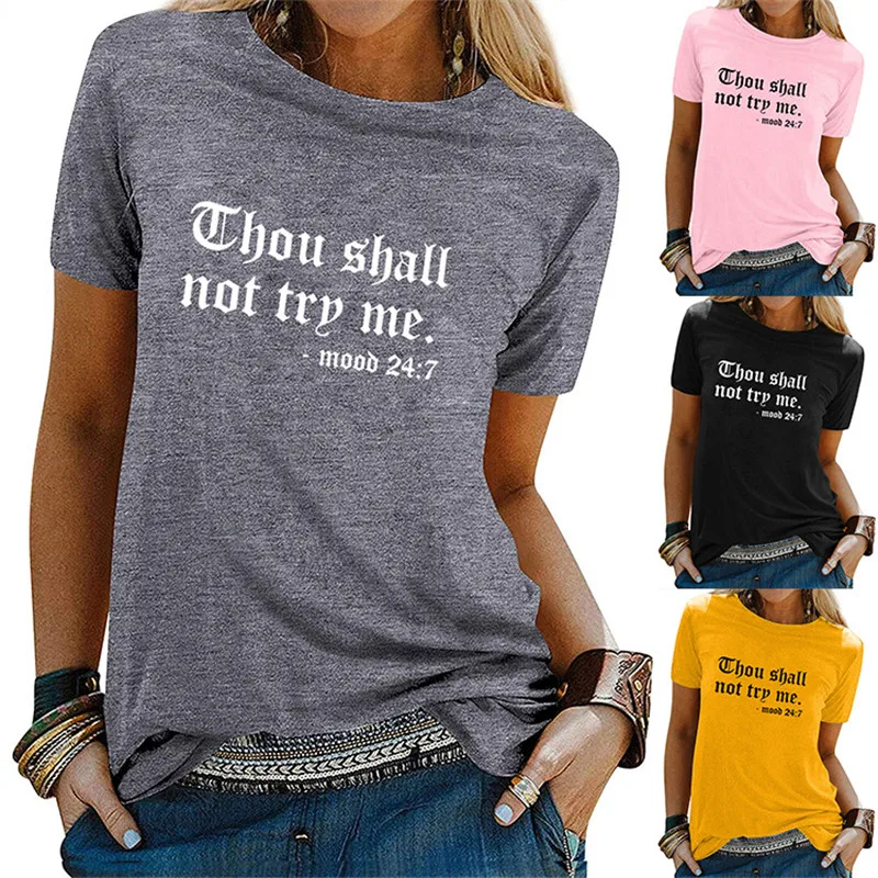 Cotton life short-sleeved T-shirt Street bottoming shirt short-sleeved Thou shall not trp me women's tops Simple short-sleeved