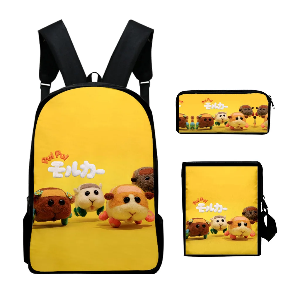 

Weysfor 3Pcs/Set Anime PUI PUI Molcar School Bags 3D Print Backpack Bags Cartoon Guinea Pig Backpacks Men Women Teenage Mochilas