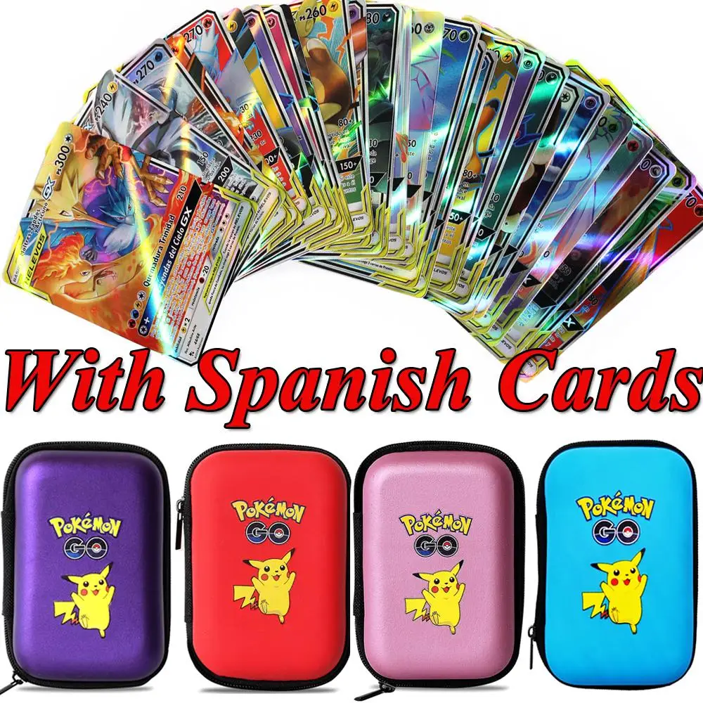 

Испанские/английские карты GX VMAX Flash Pokemon Pikachu, игровые карты, держатель для карт, альбом, Жесткий Чехол, книга, коробка для хранения