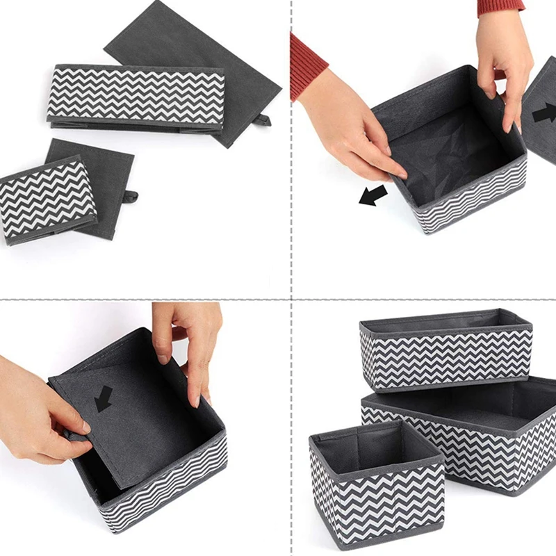 Fabric Dresser Drawer Dividers Set of 8 Wardrobe Closet Organizers Foldable Storage Box for Socks Underwear Bras Ties Toys |