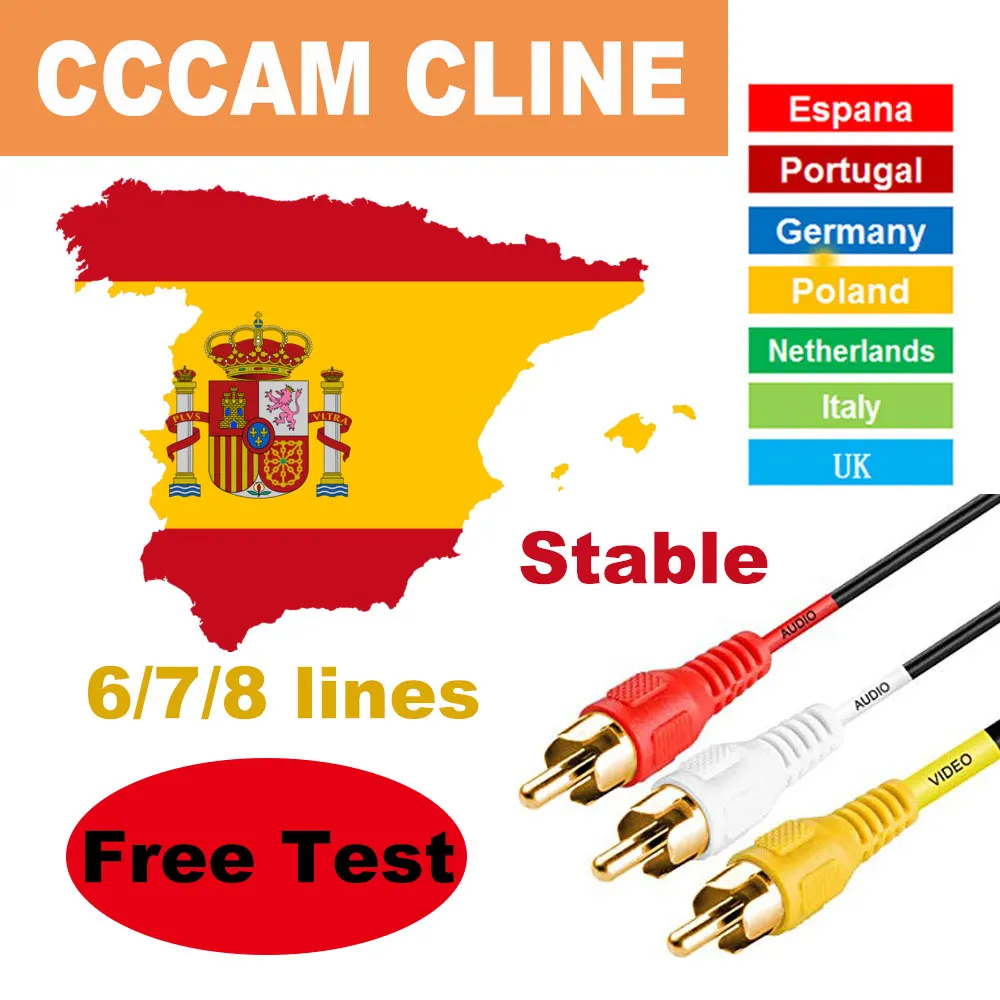 DVB S2 рецептор Cccam Cline для 1 года Европа Испания Португалия Польша Германия 6/7/8 линий