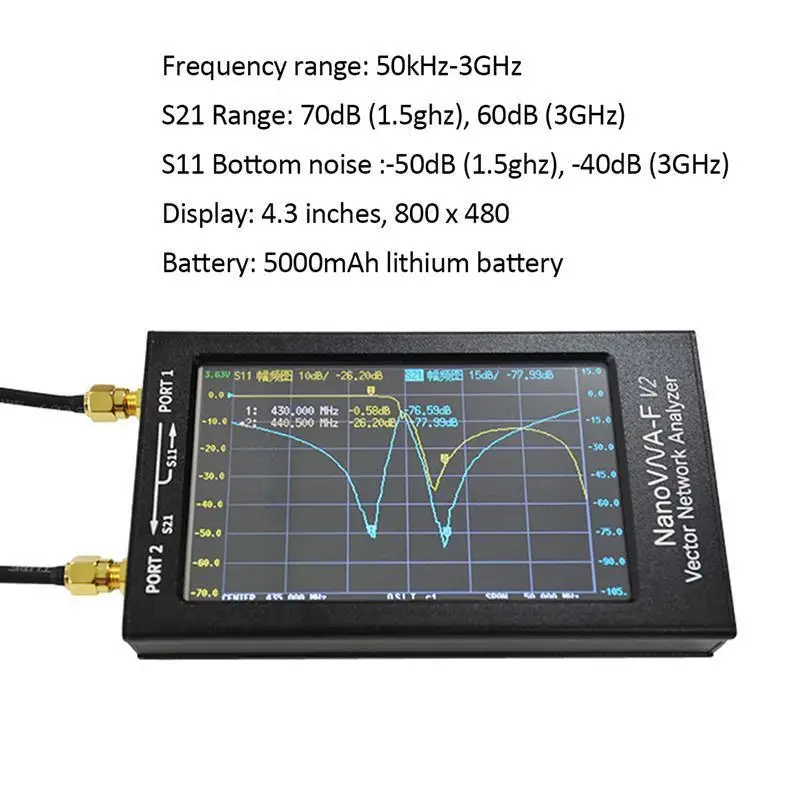 

4.3 Inch IPS LCD Display NanoVNA-F V2 Vector Network Analyzer S-A-A-2 Antenna Analyzer Standing Wave Short Wave HF VHF UHF