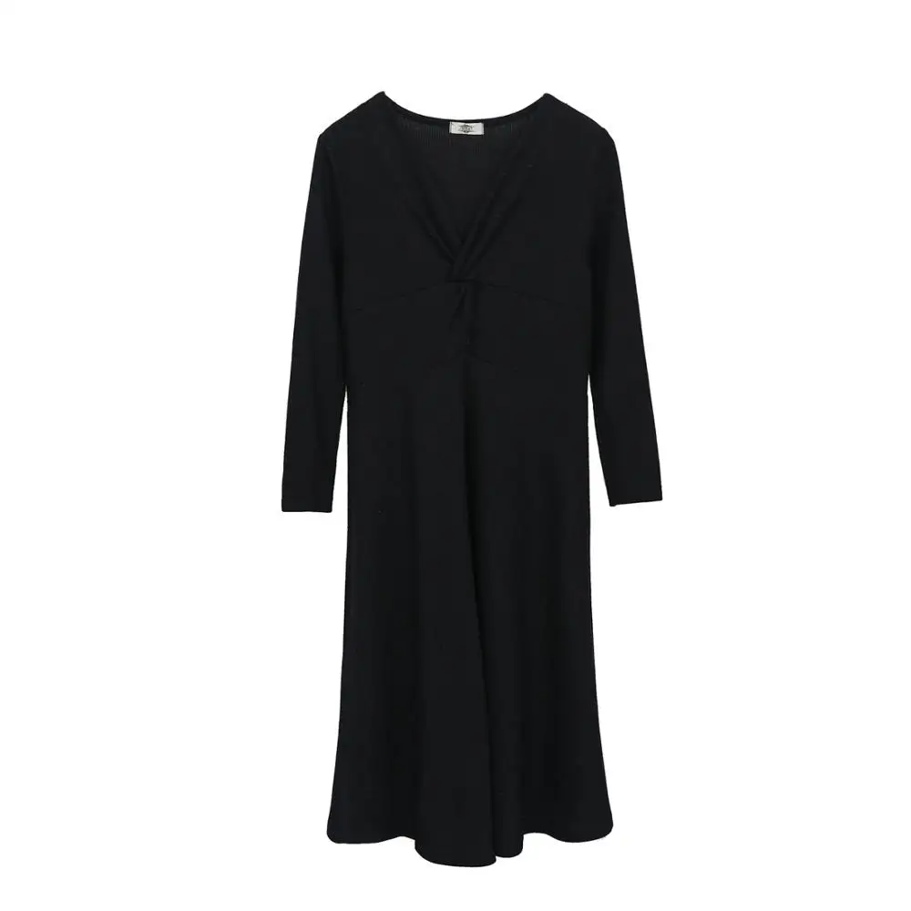 

Woman Knit Black Dresses Plus Size Full Sleeve Lady Casual Party Elegant Fashion Dress Oversized Spring Dresses 4XL Female