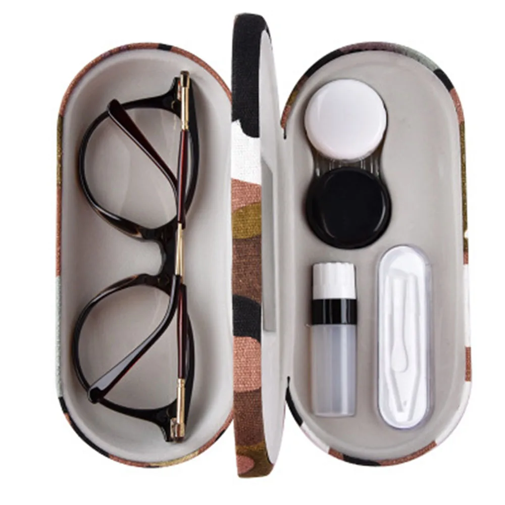 

2 in 1 Double Sided Portable Contact Lens Case and Glasses Case,Dual Use Design for Travel Kit