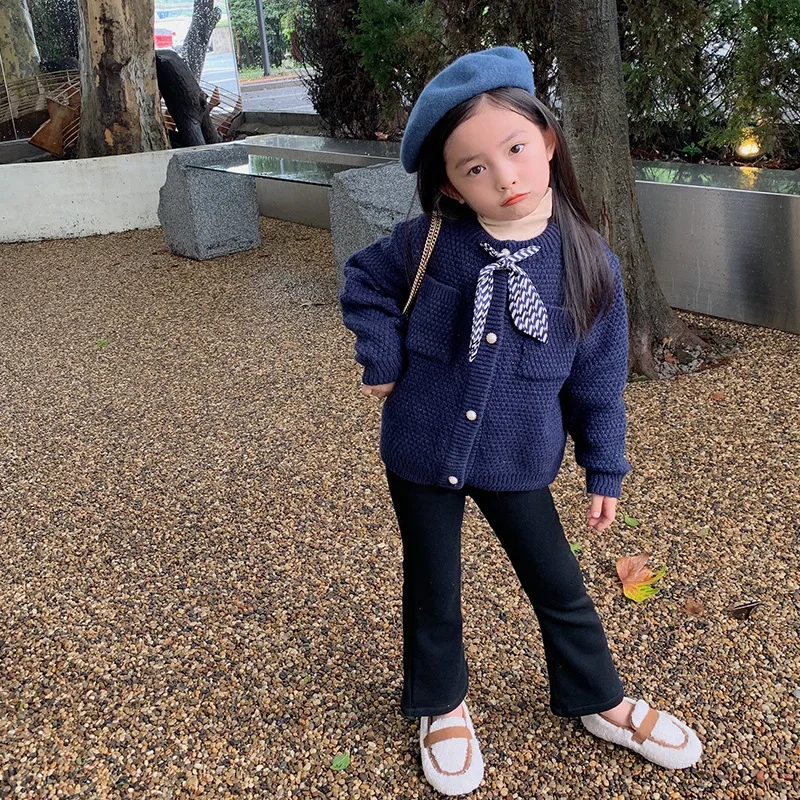 

Свитер для девочек, новинка осень-зима 2021, детский Блестящий шерстяной кардиган в западном стиле, модный топ с подкладкой для девочек