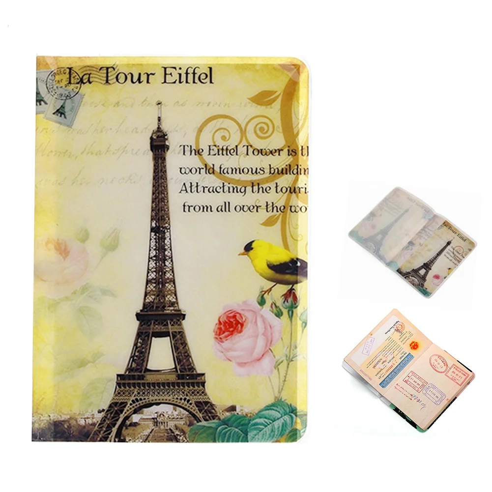 Обложка для паспорта из ПВХ 14x9 6 см путешествий с Эйфелевой башней|Держатели карт
