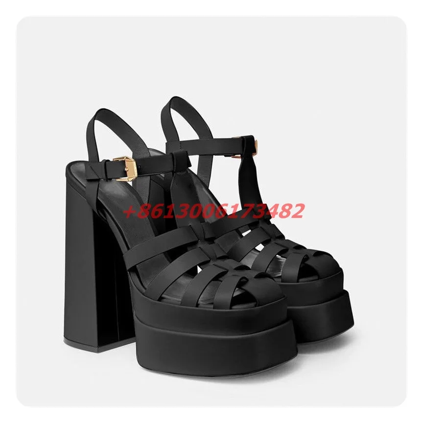 Женские летние сандалии на высокой платформе с закрытым носком и Т-образным