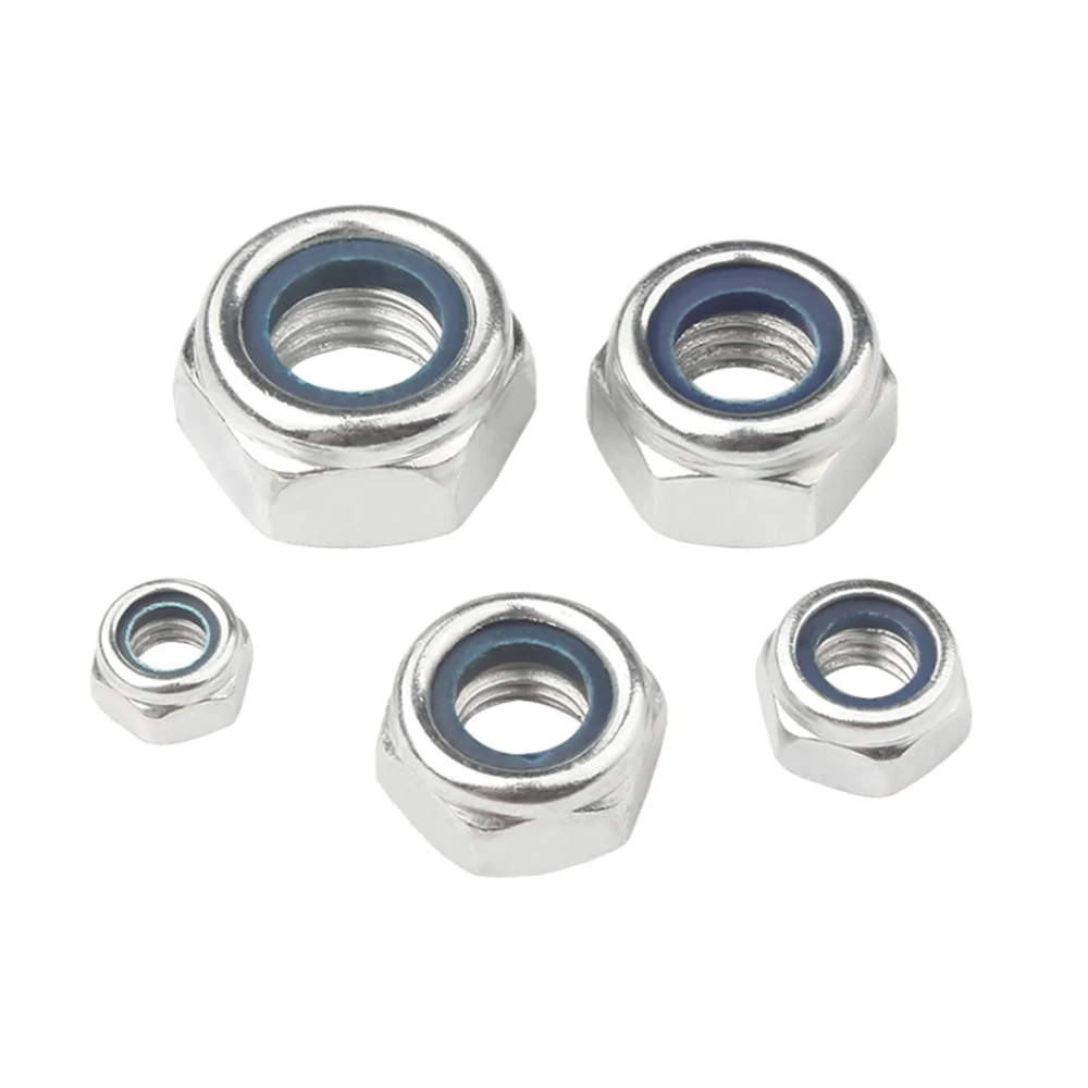 

10 шт. нейлоновая фиксирующая гайка покрытая Зин с шестигранной головкой замок для шестигранного ключа Гайка M3 M4 M5 M6 M8 M10 M12 M14 M16 M20