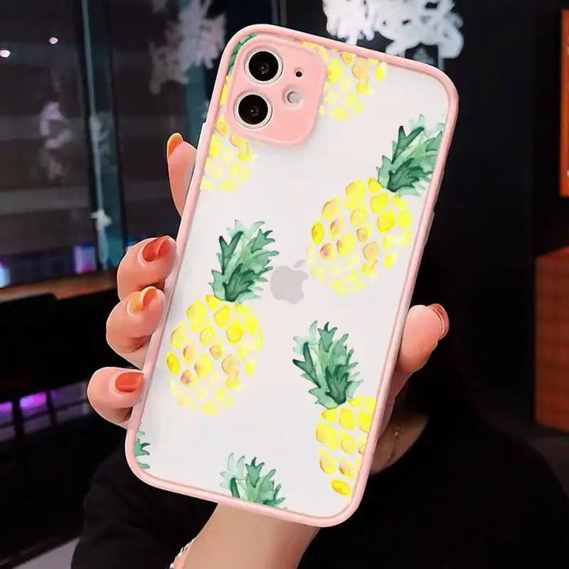 

Fruit Pineapple golden giltter pattern Phone Cases matte transparent For iphone 7 8 11 12 plus mini x xs xr pro max cover