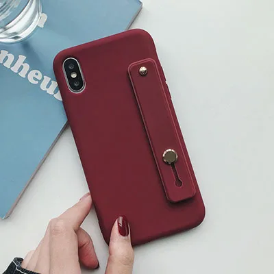 T1 Чехол-держатель для телефона ярких цветов для iphone 7, чехол для iphone 11 X XS max XR 6 6s 7 8 plus, цветной мягкий чехол на запястье из ТПУ - Цвет: T1