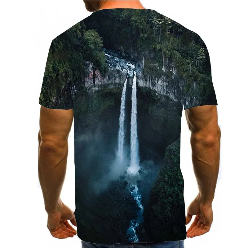 

Men Graphic T Shirts Round Neck 3D Print Short Sleeve Daily Tops Scenery Tees
