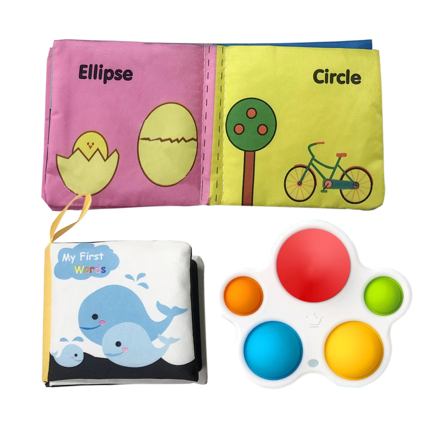 

Baby Grip Fidget Simple Dimple Toy Silicone Toys With Cloth Book Early Education Toy For Children 0-1 Year Old