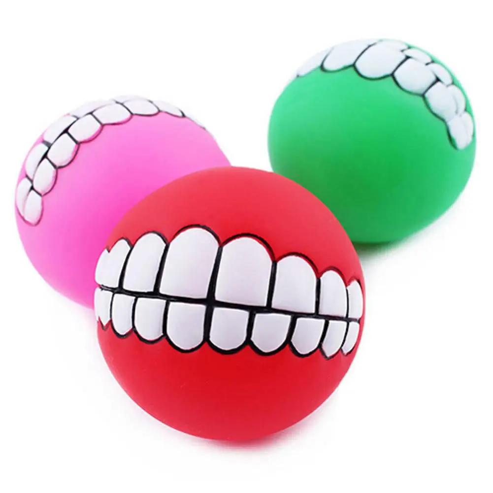 

HOT SALES!!! Funny Pets Dog Puppy Cat Ball Teeth Toy PVC Chew Sound Dogs Play Fetching Toys